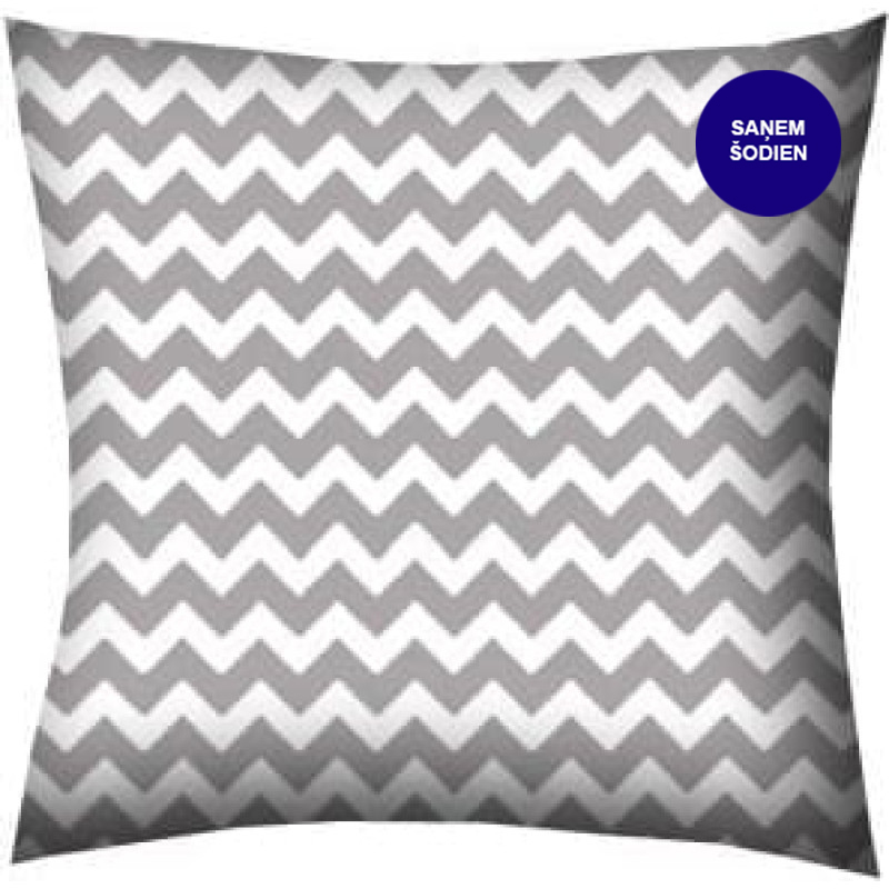 Kokvilnas spilvendrāna 40x40 R021 896E zigzaga pelēka balta abpusēja