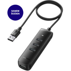 Ugreen 4in1 USB HUB porta sadalītājs — 4 x USB tipa A 3.0 PD DC 12V 0,25 m melns