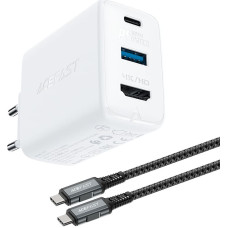 Acefast 2in1 Sienas lādētājs ar USB-C kabeli + USB-C - HDMI 4K adapteris balts