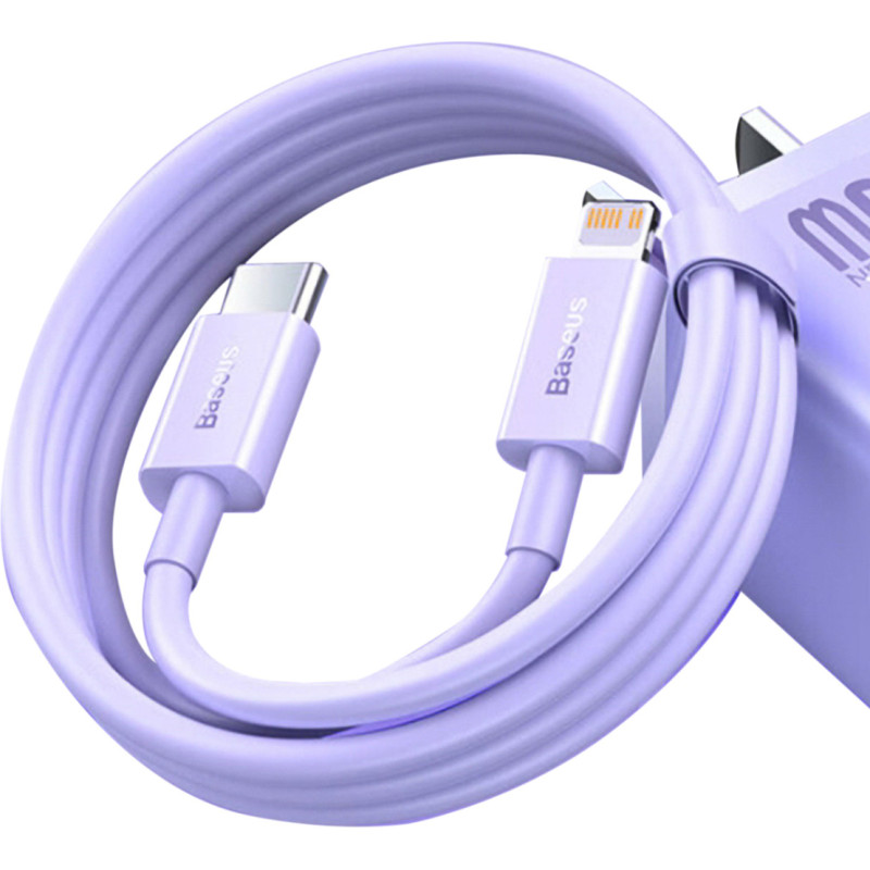 Baseus iPhone USB-C - Lightning PD 20W 1m ātrās uzlādes kabelis, violets