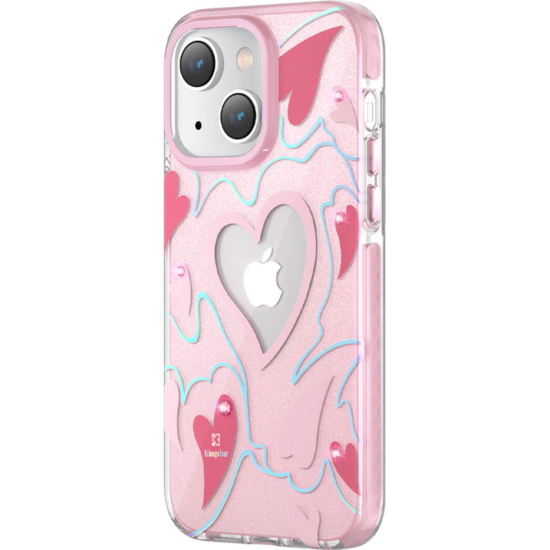 Kingxbar iPhone 14 Plus Heart Star sērijas PINK HEART maciņš ar zvaigznītēm