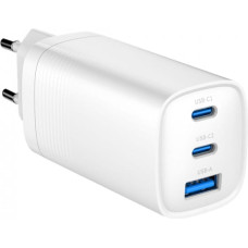 Gembird TA-UC-PDQC65-01-W 3-port 65 W GaN USB PowerDelivery fast charger, white