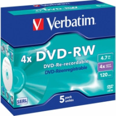 Verbatim Matricas DVD-RW SERL 4.7GB 4x Papildus Aizsardzība | 5gb. Slim iepakojums