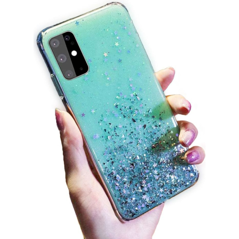 Fusion Glue Glitter Back Case Silikona Aizsargapvalks Priekš Huawei P40 Lite | Nova 7i | Nova 6 SE Zaļš