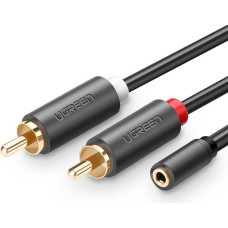 UGREEN AV102 2x RCA kabelis (Cinch) jack 3,5 mm 1m (melns)