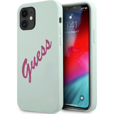 GUHCP12SLSVSBF Guess Silicone Vintage Fuschia Script Cover for iPhone 12 mini 5.4 Blue