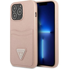 Guess Saffiano Double Card Case for iPhone 13 Pro Max Pink