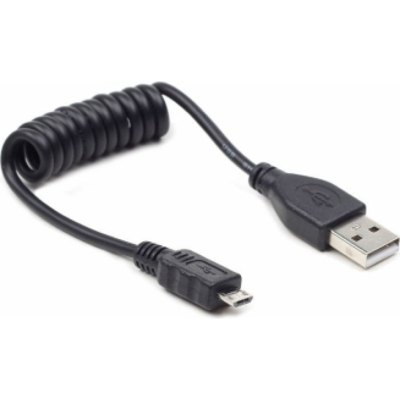 Kabelis Gembird USB Male - MicroUSB Male 0.6m Black Coiled