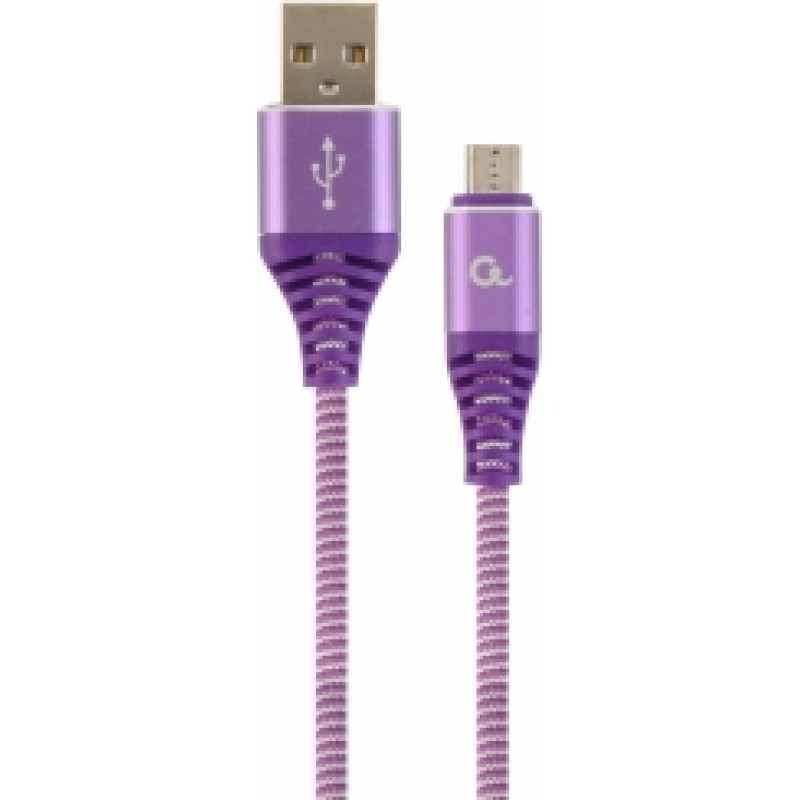 Gembird USB Male - Micro USB Male Premium cotton braided 2m Purple|White