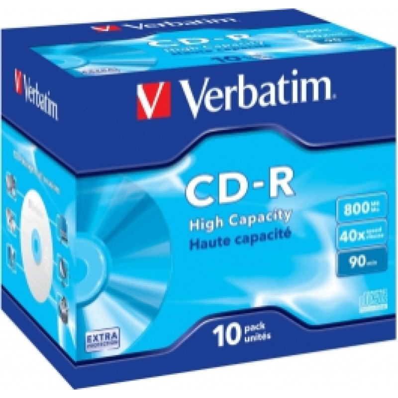 Matricas CD-R Verbatim 800MB 1x-40x Extra Protection, 10 Pack Jewel