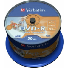 Matricas DVD-R AZO Verbatim 4.7GB 16x Wide Printable non ID,50 Pack Spindle