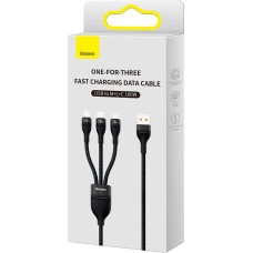 3in1 USB cable Baseus Flash Series, USB-C + micro USB + Lightning, 100W, 1.2m (black)