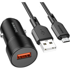 Borofone Car charger BZ19A Wisdom - USB - QC 3.0 18W with USB to Micro USB cable black