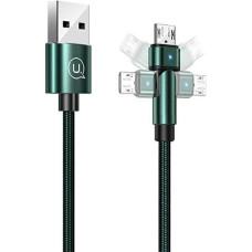 USAMS Kabel pleciony obrotowy U60 2A microUSB zielony|green 1m SJ478USB02 (US-SJ478)