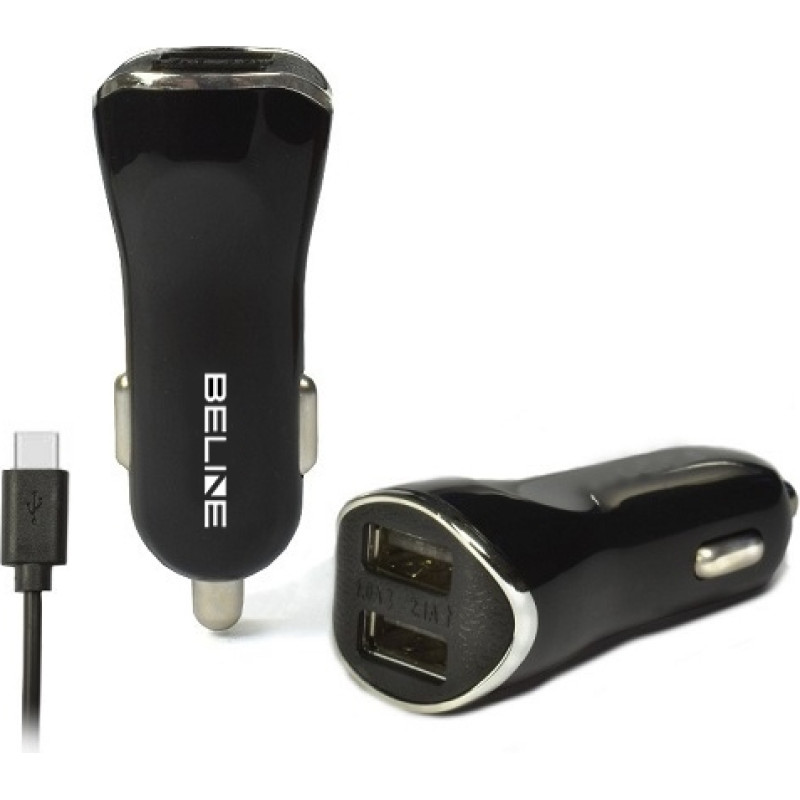 Beline Ład. sam. Beline 2xUSB + USB-C 2,1A czarna|black