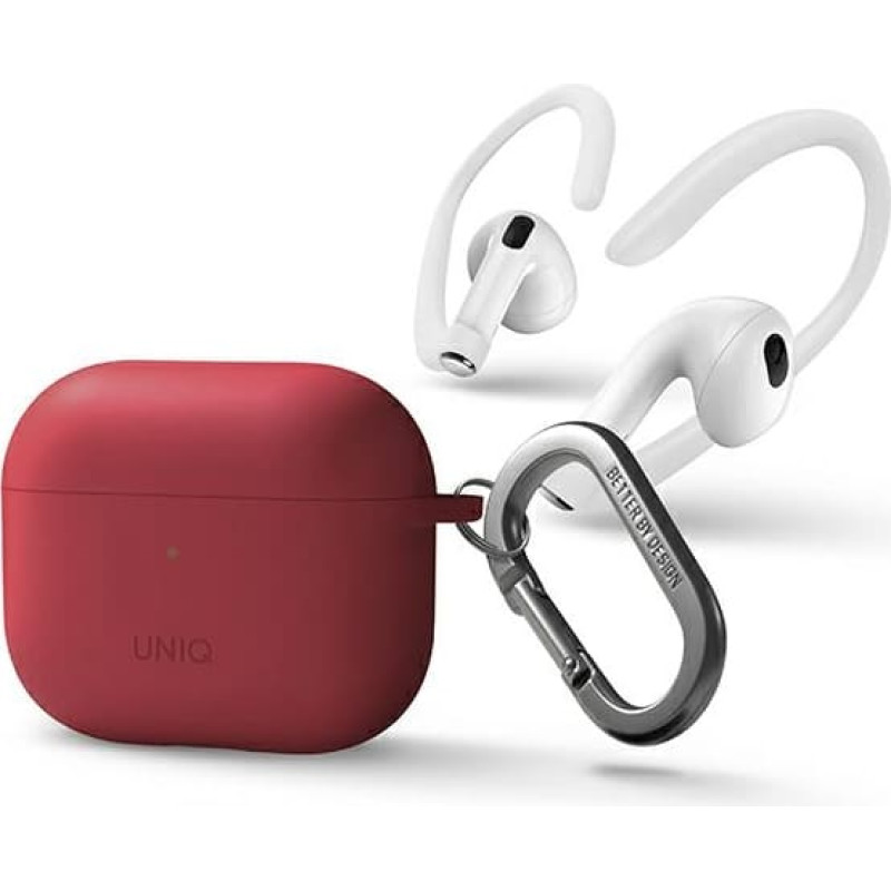 UNIQ etui Nexo AirPods 3 gen + Ear Hooks Silicone czerwony|coral