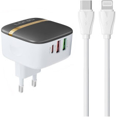 Wall charger LDNIO A3513Q 2USB, USB-C 32W + USB-C - Lightning cable