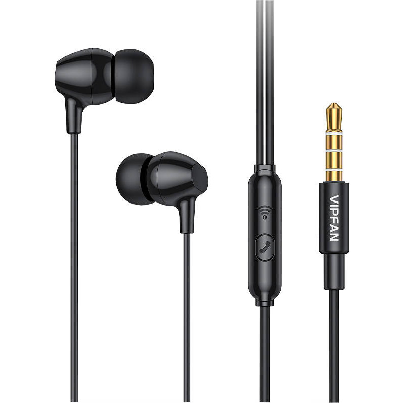 Wired in-ear headphones Vipfan M16, 3.5mm jack, 1m (black)