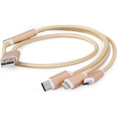 Kabel USB 3w1 do ładowania|1m|złoty