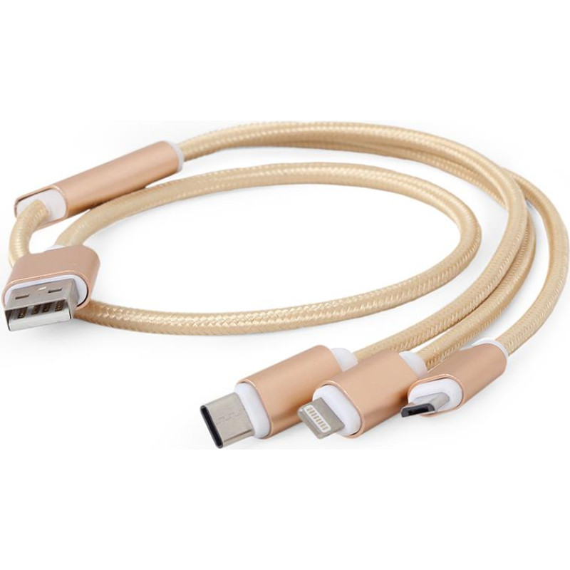 Kabel USB 3w1 do ładowania|1m|złoty