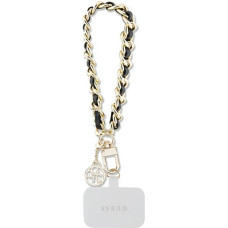 Guess GUOUCHSAMC4K Universal Hand Strap czarny|black Saffiano Chain 4G Charm