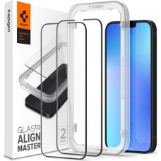 Spigen ALM Glass FC 2pcs Full Screen Tempered Glass for iPhone 13 Pro Max with Black Frame