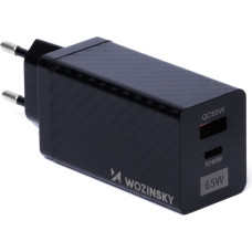 Wozinsky 65W GaN charger with USB ports, USB C supports QC 3.0 PD black (WWCG01)