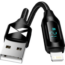 USB-A Cable - Lightning Wozinsky WUALC2 with LED Display 2.4A 2m - Black