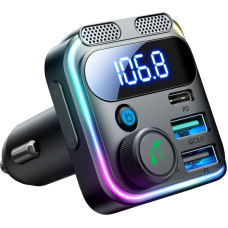 Joyroom JR-CCB01 48W FM transmitter 2x USB-A USB-C with dual microphone - black