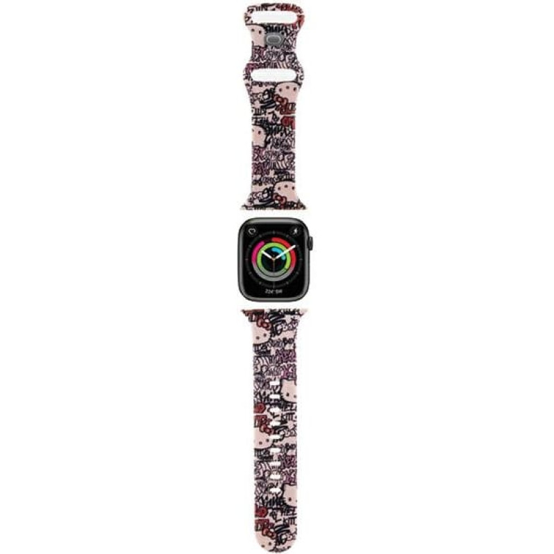 Hello Kitty Pasek HKAWMSDGPTP Apple Watch 38|40|41mm różowy|pink strap Silicone Tags Graffiti