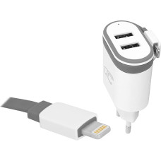 LTC 2xUSB 2A tīkla lādētājs + 20 cm Iphone 2A kabelis.