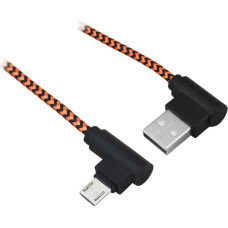 LTC PS USB-microUSB kabelis, leņķveida spraudnis, 2 m, melns.