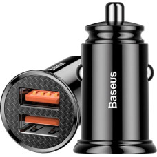 PS Baseus auto lādētājs, 2 x USB, Quick Charge 3.0, 30 W, 5 A, melns.