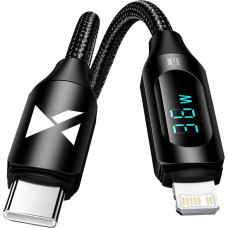 USB-C Cable - Lightning Wozinsky WUCLC2 with LED Display 36W 2m - Black