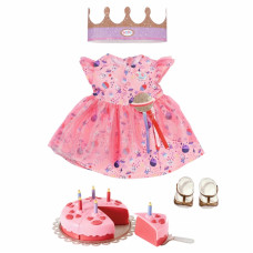 Baby Born apģērbu komplekts dzimšanas dienas kleitas kroņa kūka lellei 43 cm