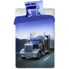 Kokvilnas gultas veļa 140x200 Tir Truck 2457 Blue Turbo spilvendrāna 70x90