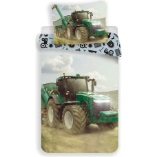 Kokvilnas gultas veļa 140x200 Traktor green 4133 lauka bērnu spilvendrāna 70x90