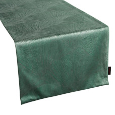 Galdauts 40x140 Goja zaļš tumšs galda skrējējs Ginkgo lapas Pierre Cardin spīdīga velūra apdruka