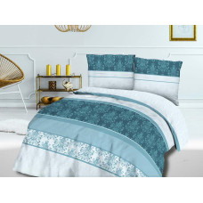 Satīna gultas veļa 160x200 1496/1 Glamour zila pelēka tirkīza jūras austrumu ornamenti Satynlove 3
