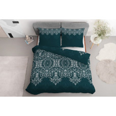 Satīna gultas veļa 140x200 tirkīza tumši glamūra ornamenti 3831 B Home Satin 77
