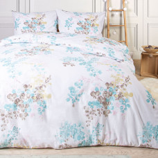 Kokvilnas gultasveļa 180x200 balti tirkīza ziedi 71475/1 Cottonlove 6