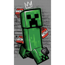 Pludmales dvielis 70x140 Minecraft Metro Art Creeper pelēks kokvilnas frotē bērniem