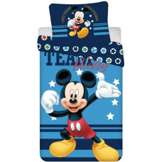 Kokvilnas gultas veļa 140x200 Mickey Mouse Mickey Team spilvendrāna 70x90