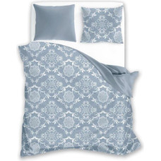 Satīna gultas veļa 160x200 Eleganti 007 pelēki balti divpusēji ornamenti