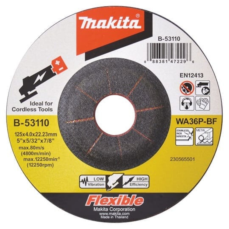 Makita-Akcesoria elastīgs slīpēšanas disks metālam 125/22,23/4mm Makita [B-53110]