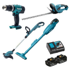 Makita-Maszyny akumulators Combo komplekts 18V, DHP453 + DUH523 + DUR181 + DCL180, Makita [DLX4093] 2x3.0Ah, Li-Ion, LXT