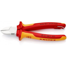 Knipex izolēts sānu griezējs, darbam zem sprieguma līdz 1000V, VDE 180mm, [70 06 180 T] ar drošības āķi