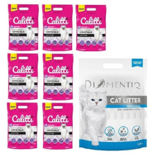 Calitti Crystals Lavender 3,8 l x7 + Diamentiq 3,8 l x1 - Cat litter