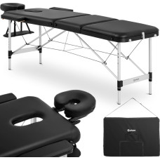 Physa Bordeux Black pārnēsājamais saliekamais masāžas gultas galds līdz 180 kg melns