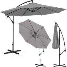 Uniprodo Dārza lietussargs uz rokas, apaļš noliecams, diam. 300cm tumši pelēka